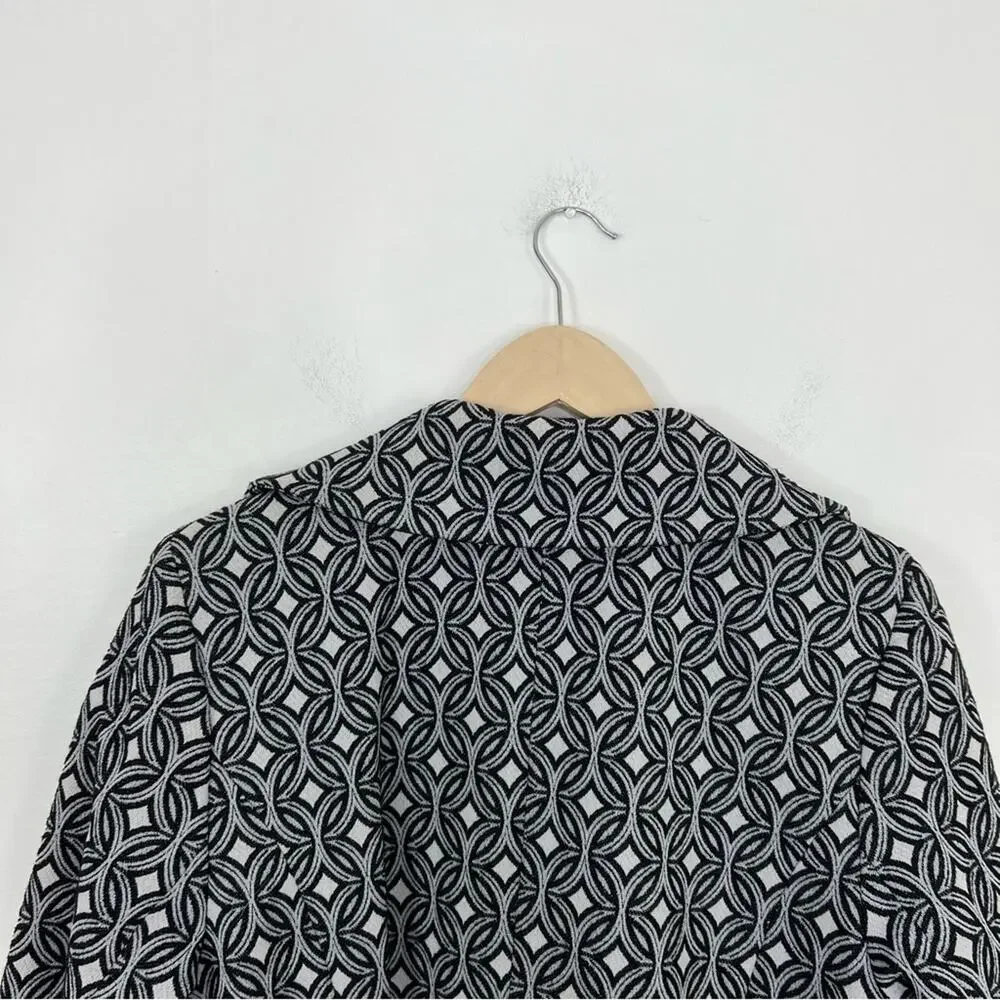 Sofia Cashmere Wool Blend Gray Black Geometric Double Breasted Coat Size Large - Picture 9 of 14